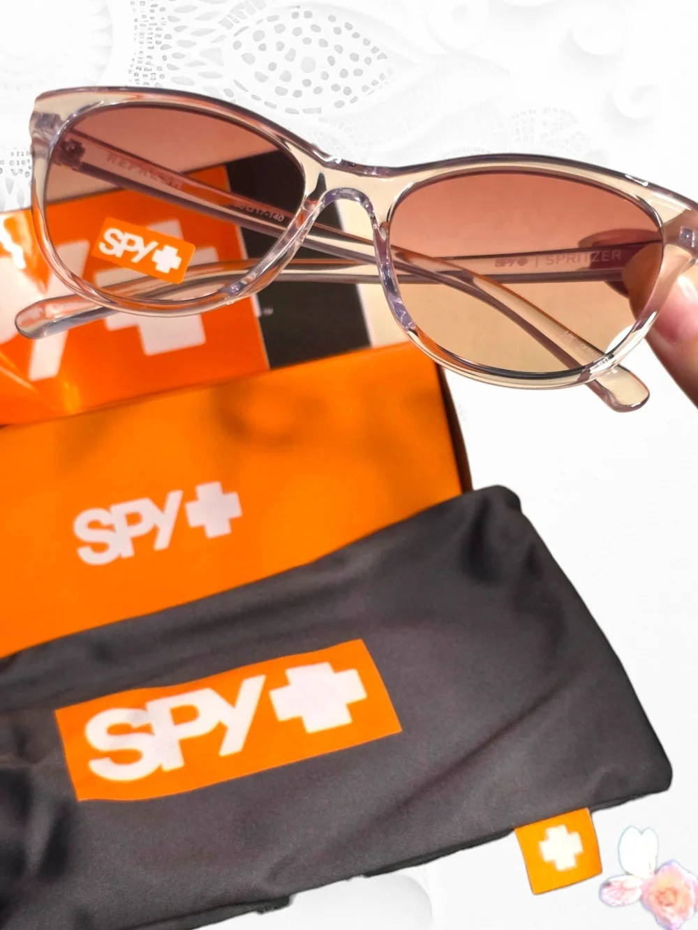 SPY+ Spritzer Clear Pink Sunset Fade Sunglasses – NWT Cloth Bag